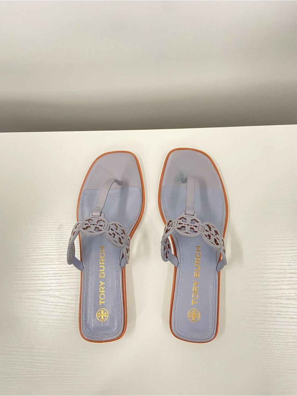 Tory Burch TINY MILLER THONG SANDAL LEATHER Cloud Blue size 9 - Picture 6 of 13